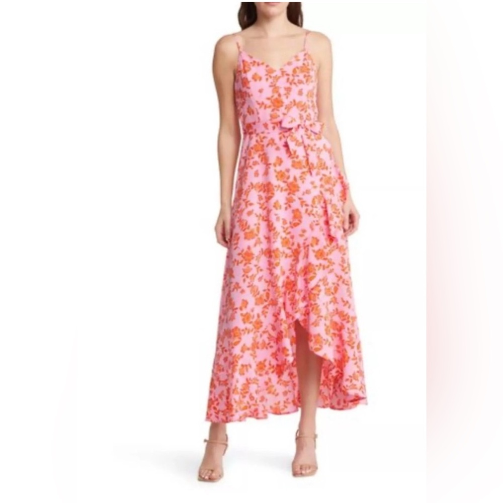 Chelsea28 Floral Ruffle Faux Wrap Midi Dress NWT Women's Size Medium